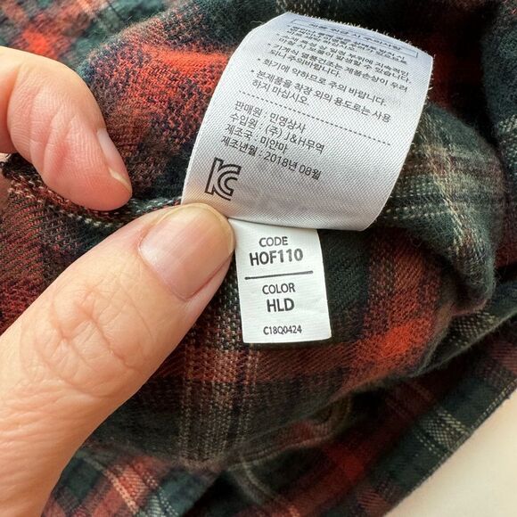 CQR‎ Flannel Button Up Shirt Dark Red / Orange Green Plaid Mens Size XL - Picture 10 of 13